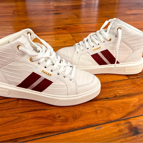Bally Other - Bally White and Burgundy High-Top Sneakers